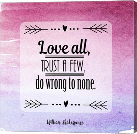 Love All, Trust a Few Magenta Ombre by Quote Master