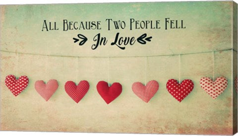 Two People Fell in Love Cotton Hearts by Quote Master