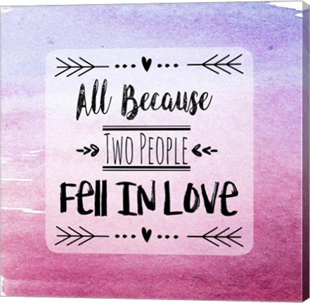 Two People Fell in Love Magenta Ombre by Quote Master