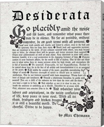 Old English Desiderata In Gray by Quote Master