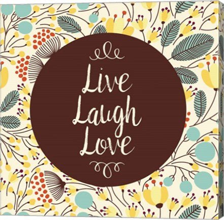Live Laugh Love Retro Floral White by Color Me Happy