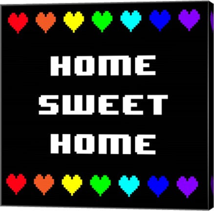 Home Sweet Home -  Black with Pixel Hearts by Color Me Happy