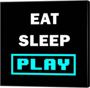 Eat Sleep Play - Black with Blue Text by Color Me Happy