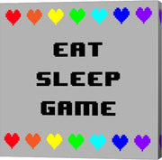 Eat Sleep Game -  Gray with Pixel Hearts by Color Me Happy
