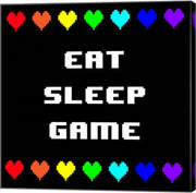 Eat Sleep Game -  Black with Pixel Hearts by Color Me Happy