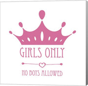 Girls Only Crown Pink on White by Color Me Happy