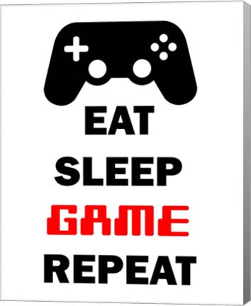 Eat Sleep Game Repeat  - White by Color Me Happy