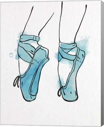 Ballet Shoes En Pointe Blue Watercolor Part I by Color Me Happy