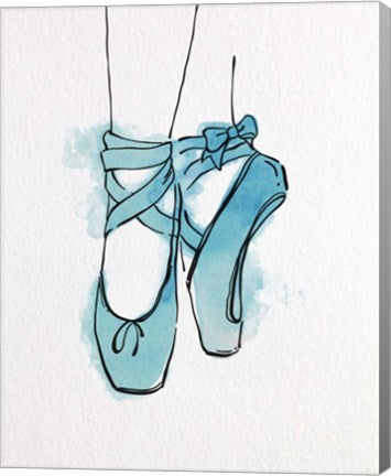 Ballet Shoes En Pointe Blue Watercolor Part III by Color Me Happy