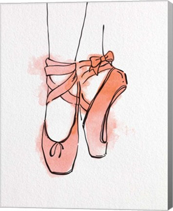 Ballet Shoes En Pointe Orange Watercolor Part III by Color Me Happy