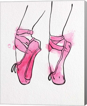 Ballet Shoes En Pointe Pink Watercolor Part I by Color Me Happy