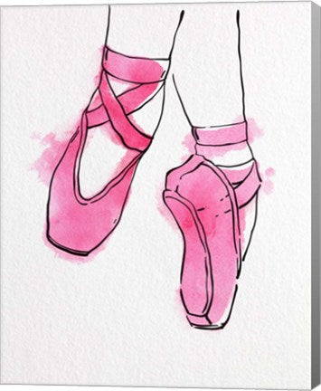 Ballet Shoes En Pointe Pink Watercolor Part II by Color Me Happy