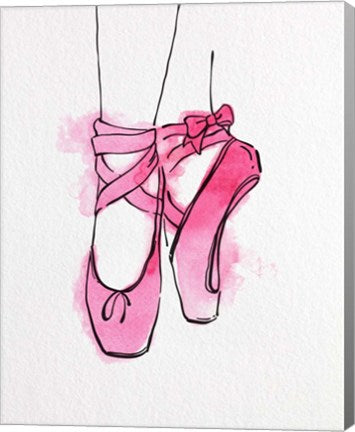 Ballet Shoes En Pointe Pink Watercolor Part III by Color Me Happy