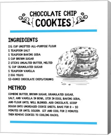 Chocolate Chip Cookies Recipe White Background by Color Me Happy