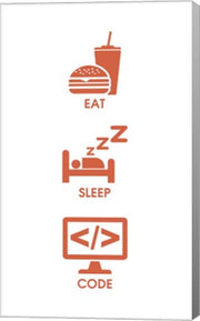 Eat Sleep Code - Orange Icons by Color Me Happy