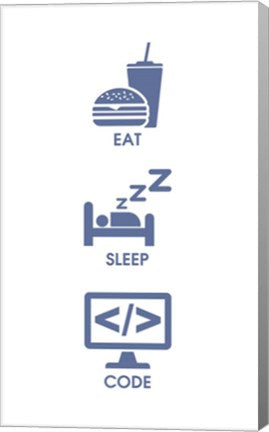 Eat Sleep Code - Blue Icons by Color Me Happy