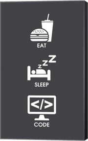 Eat Sleep Code - White Icons by Color Me Happy