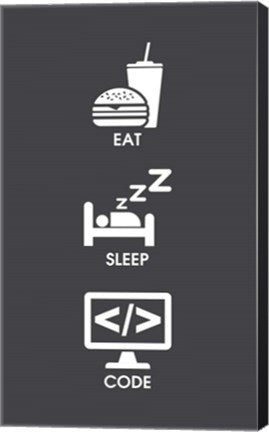 Eat Sleep Code - White Icons by Color Me Happy