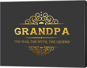 Grandpa: The Man, The Myth, The Legend - Gray and Gold by Color Me Happy