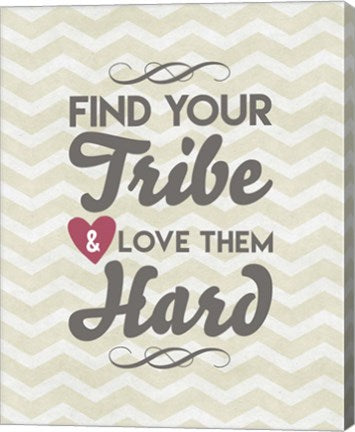 Find Your Tribe - Beige Chevron Pattern by Color Me Happy