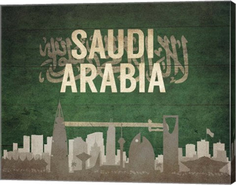 Riyadh, Saudi Arabia - Flags and Skyline by Color Me Happy