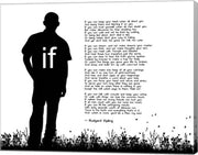 If by Rudyard Kipling - Man Silhouette White by Quote Master
