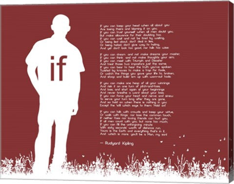 If by Rudyard Kipling - Man Silhouette Red by Quote Master