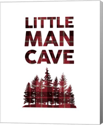 Little Man Cave - Trees Red Plaid by Color Me Happy