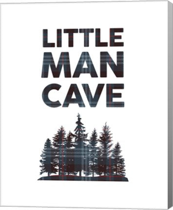 Little Man Cave - Trees Blue Plaid by Color Me Happy