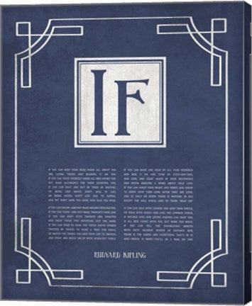 If by Rudyard Kipling - Ornamental Border Blue by Quote Master