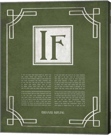 If by Rudyard Kipling - Ornamental Border Green by Quote Master