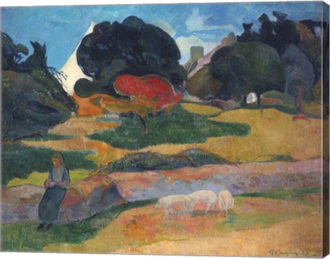 Girl Herding Pigs, 1889 by Paul Gauguin