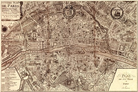 Plan de la Ville de Paris, 1715 by Nicolas De Fer