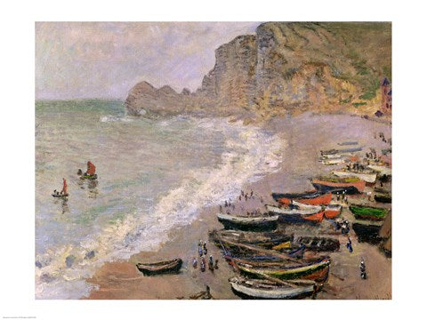 Etretat, beach and the Porte d'Amont, 1883 by Claude Monet