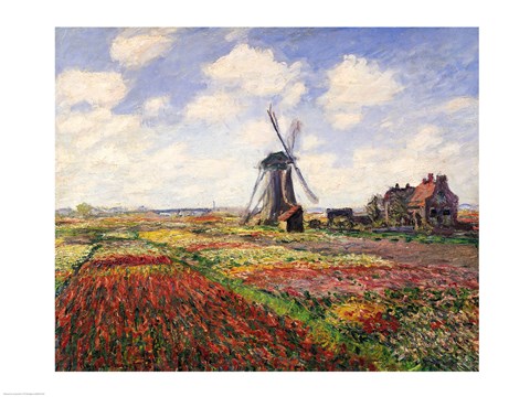 Tulip Fields with the Rijnsburg Windmill, 1886 by Claude Monet
