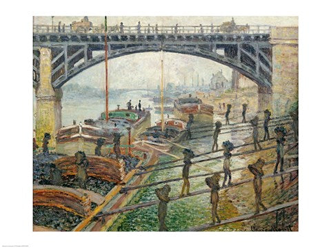The Stream of Robec at Rouen, 1872 workers by Claude Monet