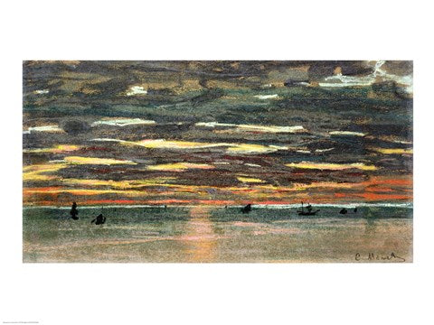 Sunset Over the Sea by Claude Monet