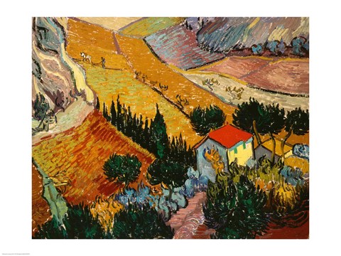 Landscape with House and Ploughman, 1889 by Vincent Van Gogh