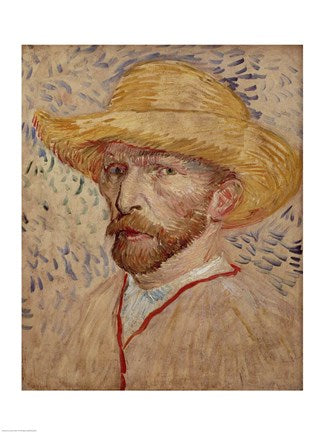 Self Portrait with Straw Hat, 1887 by Vincent Van Gogh