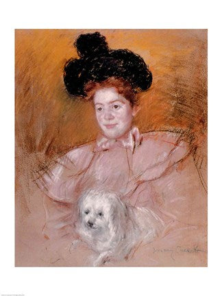 Woman holding a dog by Mary Cassatt