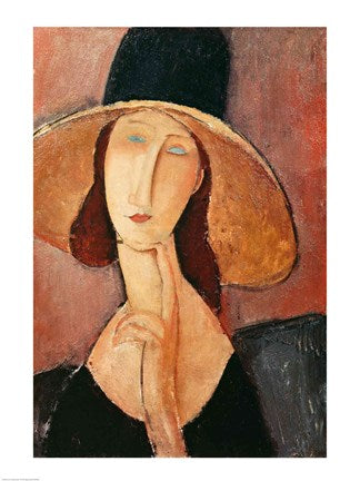Portrait of Jeanne Hebuterne in a large hat, c.1918-19 by Amedeo Modigliani