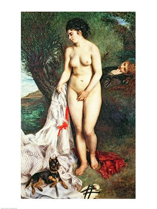 Bather with a Griffon dog, 1870 by Pierre-Auguste Renoir