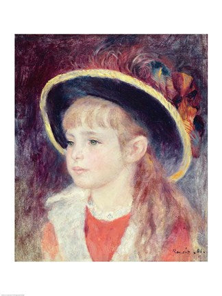 Portrait of a Young Girl in a Blue Hat, 1881 by Pierre-Auguste Renoir