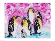 Penguins Under Magenta Sky by Natalie Talocci