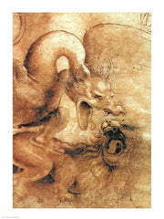 Detail of the Dragon from the drawing Fight between a Dragon and a Lion by Leonardo Da Vinci
