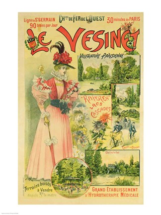 Poster for the Chemins de Fer de l'Ouest to Le Vesinet by Albert Robida