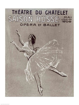 Poster for the 'Saison Russe' at the Theatre du Chatelet, 1909 by Valentin aleksandrovich Serov
