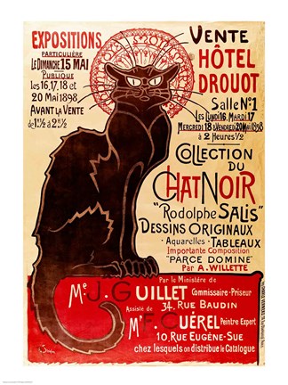 Poster advertising an exhibition of the 'Collection du Chat Noir' Cabaret by Theophile-Alexandre Steinlen
