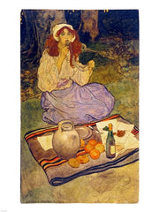 Elizabeth Shippen Green, Miguela, kneeling still, put it to her lip, 1906