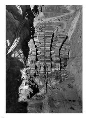 Dam structure as seen from skip on 150-ton cableway. View is made on center line of structure from elevation 1000